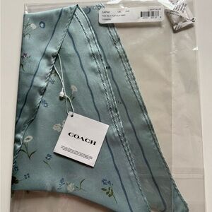 Coach Tossed Floral Print Silk Diamond Scarf